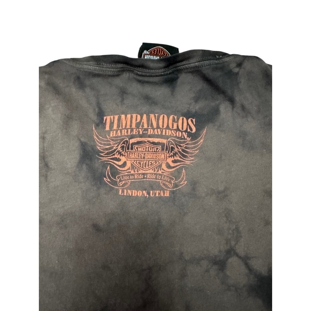 Harley-Davidson Y2K T-Shirt Women‎ 2XL Black Tie Dye 2008 Utah Cap Sleeve - Picture 8 of 9